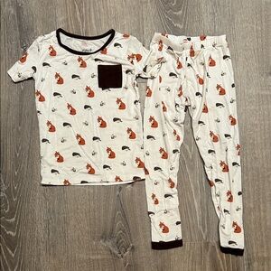 Kyte BABY Fox and Hedgehog Pajama Set - Cream and Brown
